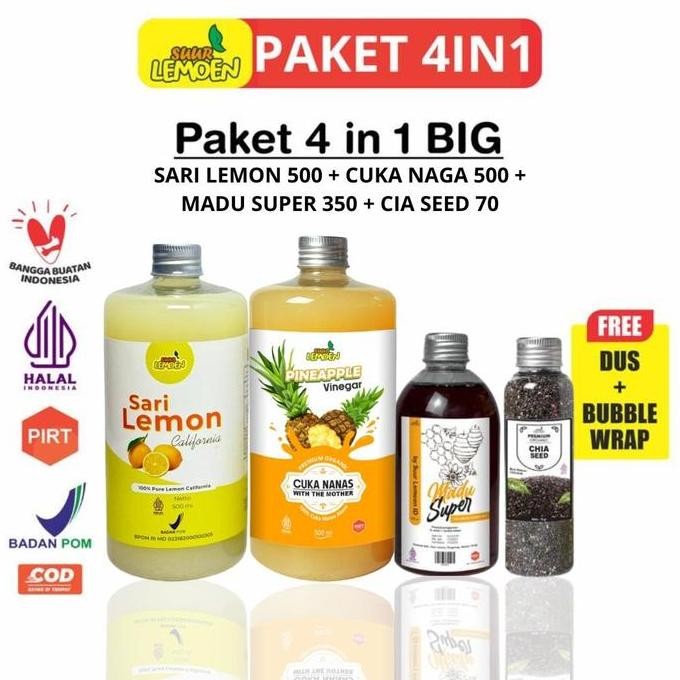 

Murah Suur Lemoen Paket 4 In 1 Cuka Apel 500Ml Sari Lemon 500Ml Madu Hutan Chia Seeds - Suur Lemoen Bekasi