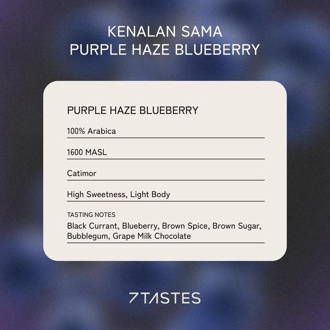 

Grosir Kopi Arabika Purple Haze Blueberry 7 Tastes Coffee - Biji Kopi Arabica Coferment Fruity Sweet Berry Grape Blackcurrant Milky