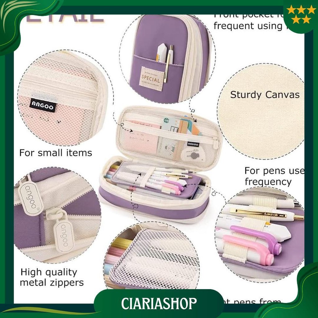 

[Cod] Angoo Kawaii Pencil Cases Large Capacity Pencil Bag Pouch Holder Box For Girls Office Student Stationery Organizer School Supplies Ori