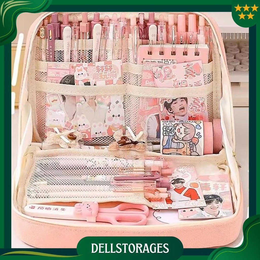

[Cod] 8-Layer Super Large Capacity Pencil Case Kawaii Canvas Pencil Box Pen Pouch Organizer For Girls Back To School Stationery Supplies Gratis Ongkir
