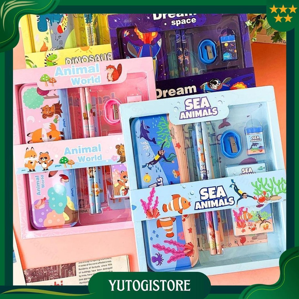 

Bevavar Alat Tulis Anak Set Tempat Pensil Lucu Untuk Hadiah Anak Stationery 6In1 Cod