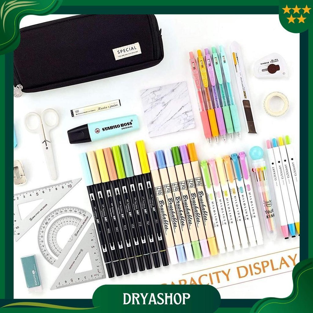 

[Cod] Angoo Kawaii Large Capacity Pencil Case 3 Compartment Pouch Pen Bag Double Side Opening Student Stationery Organizer School Supplies Promo Puncak