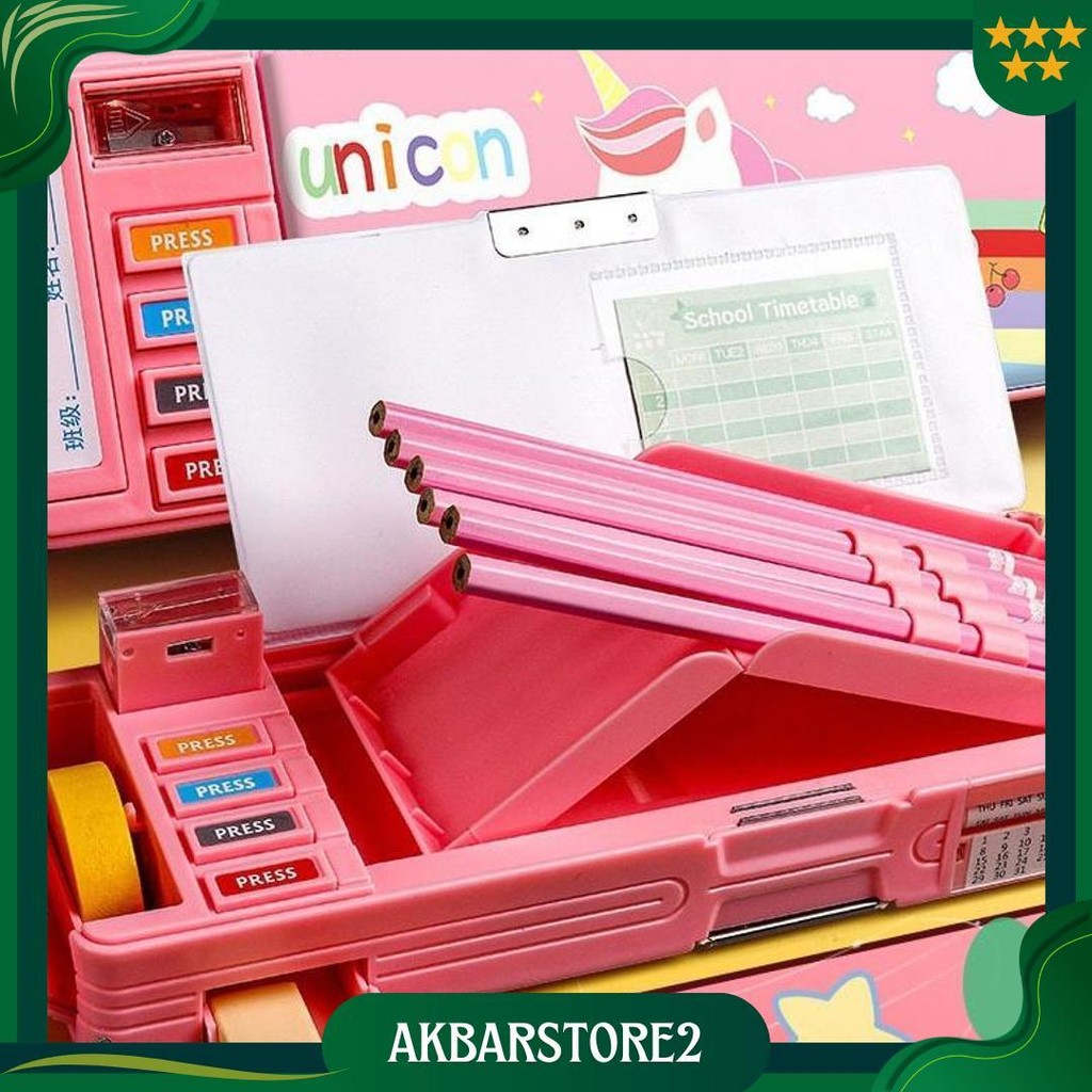 

CodKotak Pensil Multifungsi Motif Unicorn / Dinosaurus / Astronot Untuk Anak Lengkap Peruncing Gunting Isolasi Penghapus Best Seller