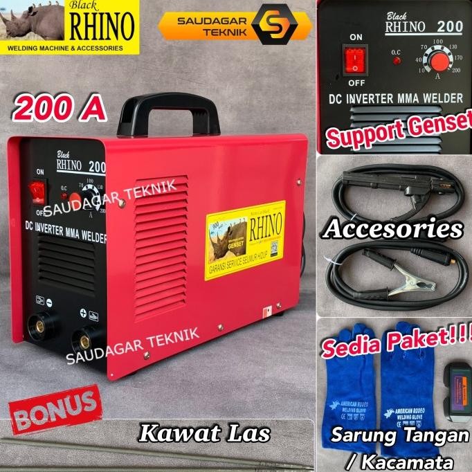 Promo Mesin Las Rhino 200A Inverter Las Mma Rhino 200 A Bisa Pakai Genset