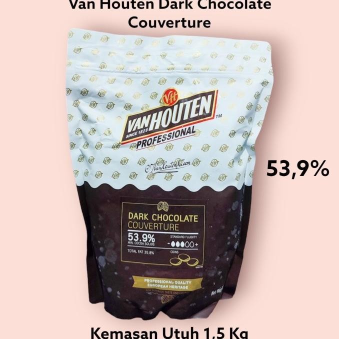 

Grosir Van Houten Dark Chocolate Couverture 53,9% Cokelat Keping Hitam 500 Gr