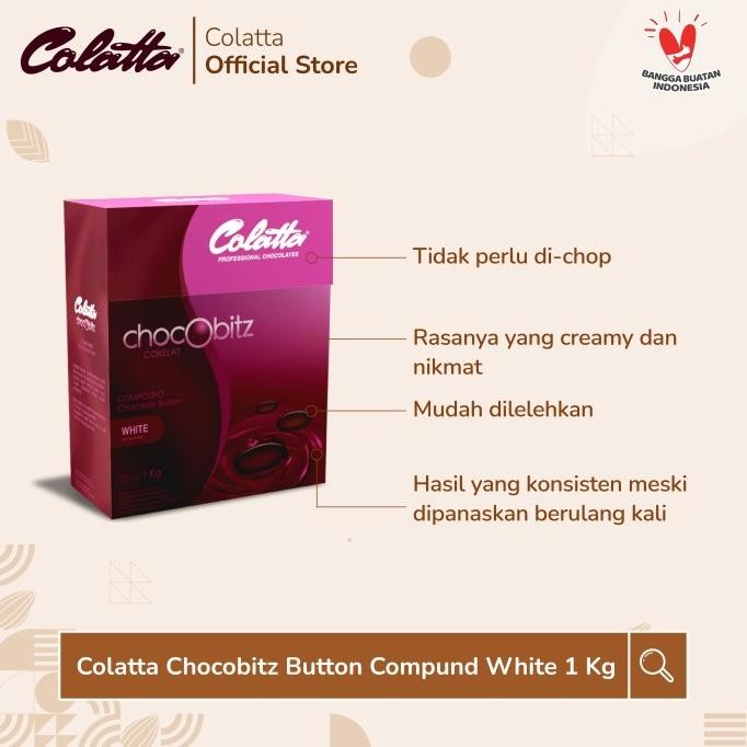 

Grosir Colatta Chocobitz Button Compound White - Coklat Putih Batang 1Kg