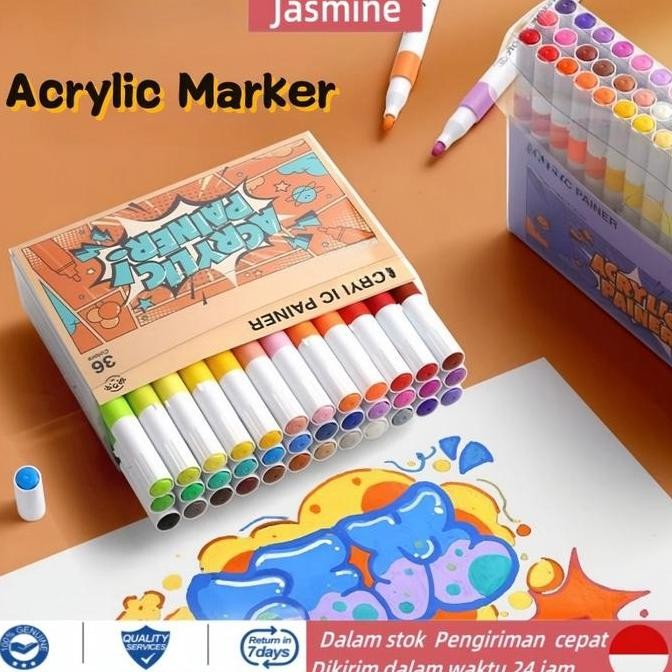 

CODSpidol Acrylic Marker Painer / Grasp Acrylic Markers / Pen Akrilik Marker Painter Set / Pulpen Warna Tahan Air Dan Tahan Lama Stationery