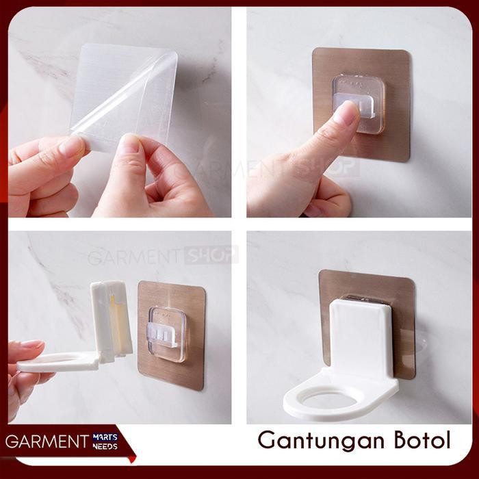 [Bisa Cod] - Gantungan Botol Sabun Shampo Hand Sanitizer Rak Dinding Tempel Kamar Mandi Dapur Saos K