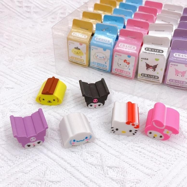

Sa-324 Milk Box Eraser Cute Character Head Alat Tulis Penghapus Lucu