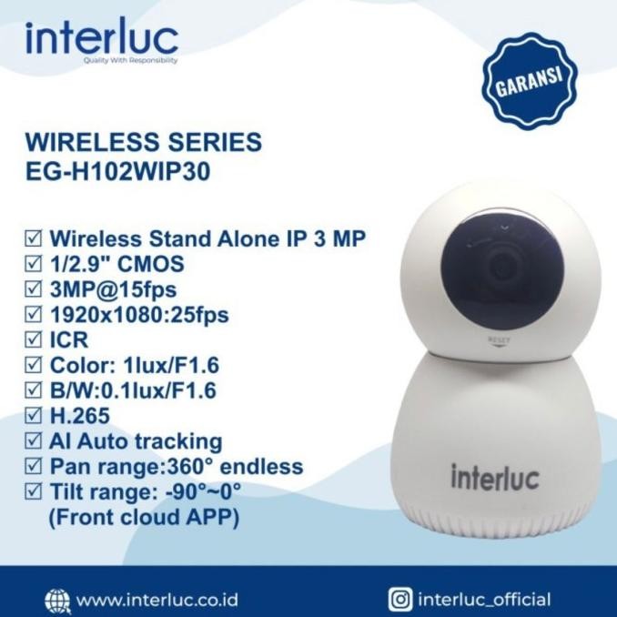 Interluc CAMERA CCTV Edge 3MP Smart Camera Indoor PTZ IP Audio Wifi in