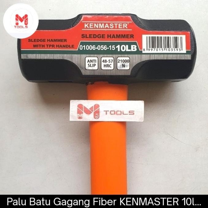 Palu Batu Gagang Fiber KENMASTER 10lbs / 5 kg - KENMASTER Palu Batu Gagang Fiber / Karet - Palu Bode