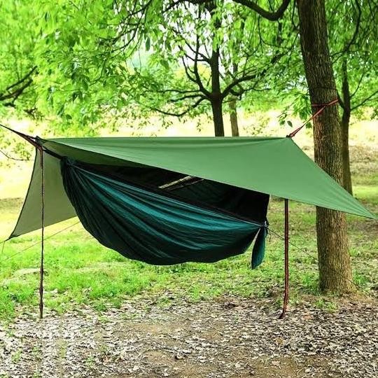 TERBARU Paket Hammock Tent Ayunan Gantung Camping + Flysheet Waterproof Tebal