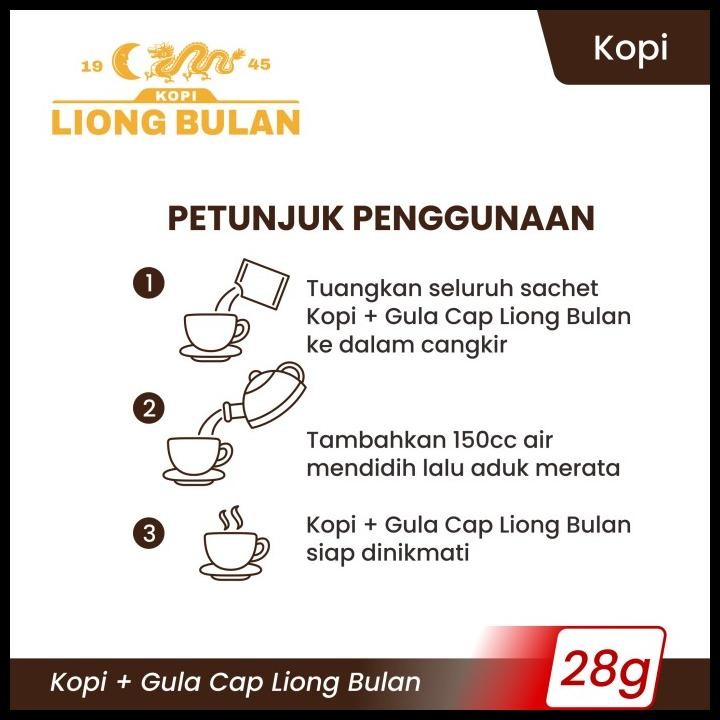 

Kopi Liong Bulan Plus Gula 28 Gr (Isi 20 Sachet) Original Best Seller
