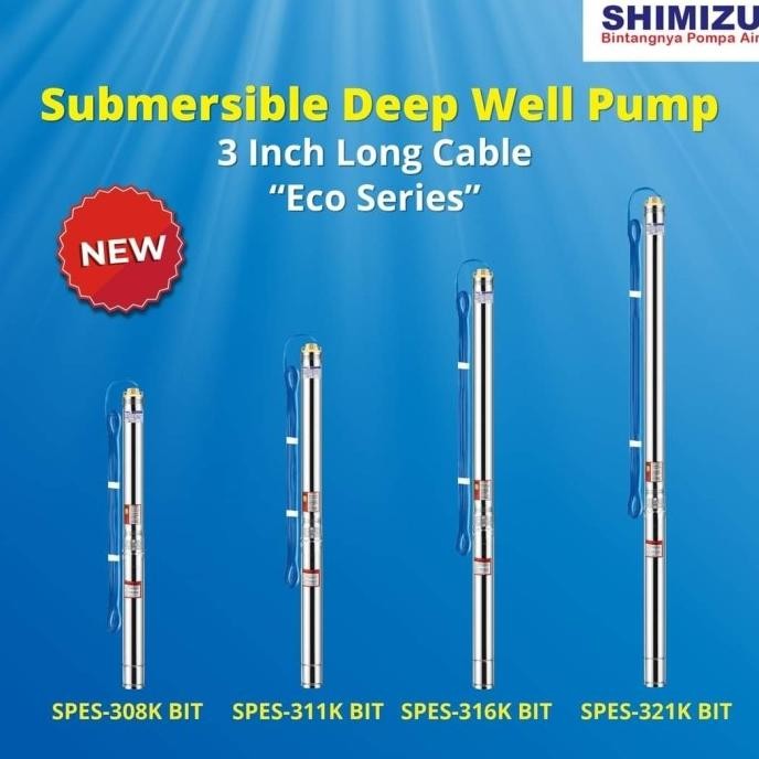 Pompa Celup/Submersible Deep Well Pump Shimizu Eco Series 0,75Hp New Stok