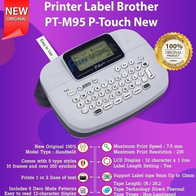 

Brother Stiker Label Printer Pt-M95 Print Handy Maker Seri M-Tape Co