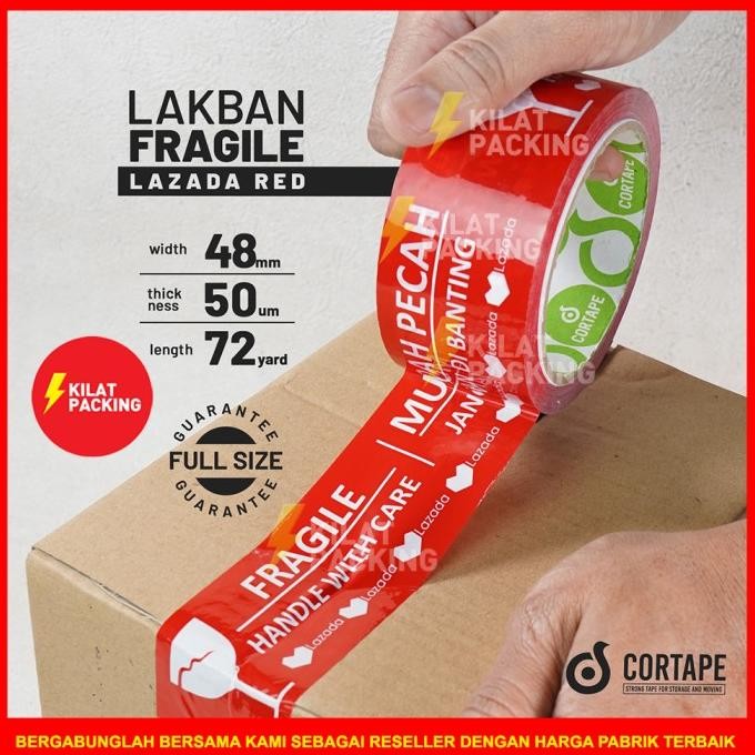 

Lakban Fragile Rusfet 48 mm x 90 yard 1 Selop murah