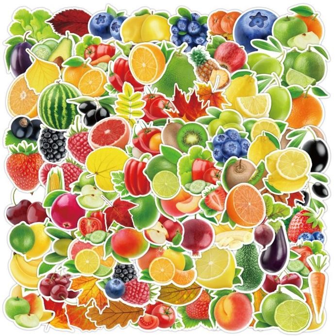 

50/100 Pcs Sticker Fruit Buah Food Healthy Vegetables Sayur Makanan murah