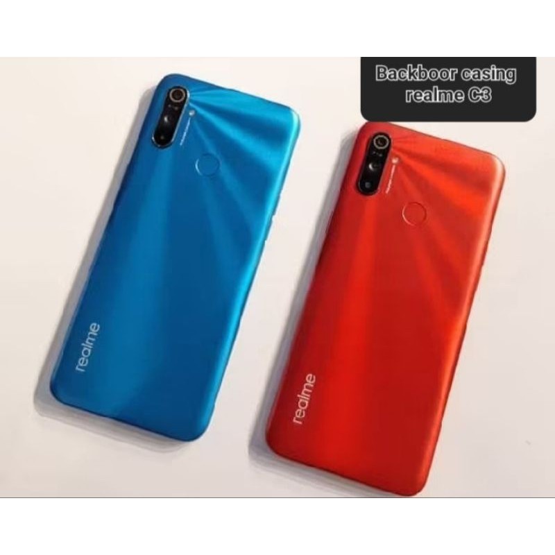 BACKDOOR CASING+TUTUP KAMERA+TOMBOL LUAR HP REALME C3 ORI