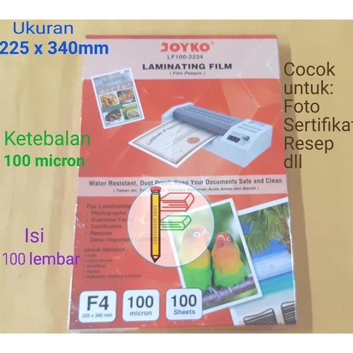 

Joyko Laminanting Film / Plastik Laminating F4 100 micron