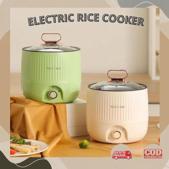 Panci Masak Listrik Multifungsi 1,8L Penanak Nasi Listrik Antilengket, Peralatan Masak Hot Pot