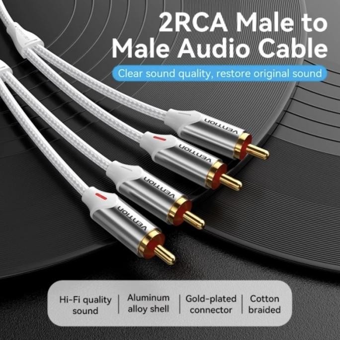 CO KABEL RCA KE AV PANJANG 10m 10 Meter 10meter Vention Merah Putih Cable