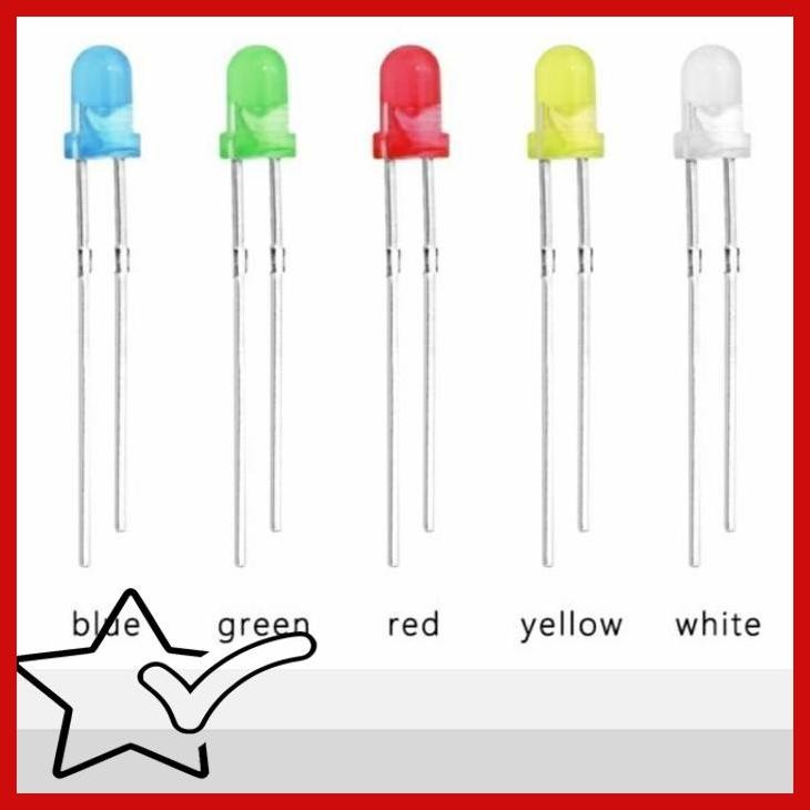 [DRE] Merah Hijau Kuning Biru Putih LED 5mm 5 mm Lampu kecil