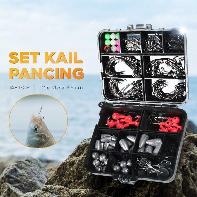 KAIL PANCING LENGKAP MURAH UMPAN PANCING LENGKAP ONE SET UMPAN PANCING, FISHING HOOK TACKLE BOX SET 