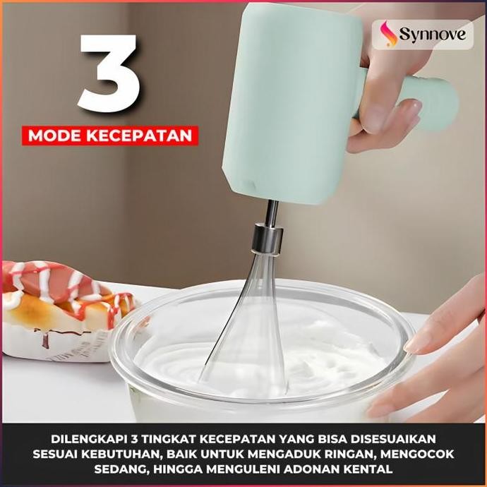 Hand Mixer Portable Rechargeable 3 Speed Mixer Kue Mixer Mini Mesin Pengaduk Adonan Mixer Tangan Pen