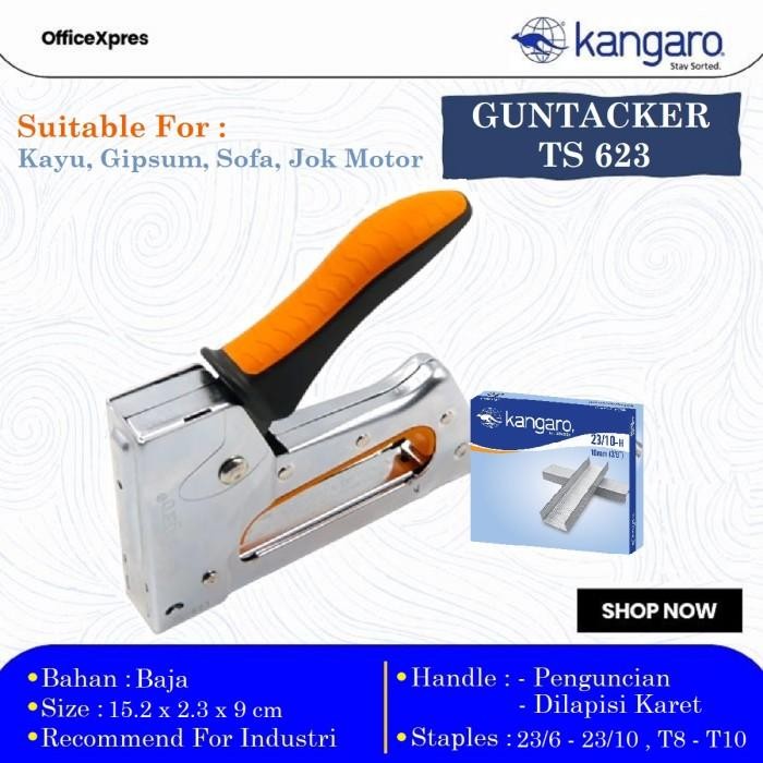 Alat Staples Tembak Jok Kulit Motor / Stapler Kayu / Guntacker Kangaro Original Dan Terpercaya