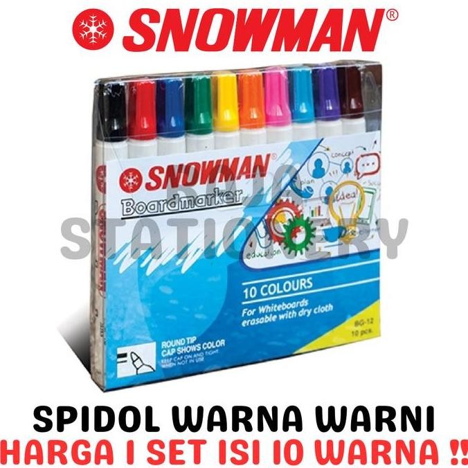 

Snowman Colour Whiteboard Marker SET 10 WARNA / Spidol Warna Snowman Warna Warni