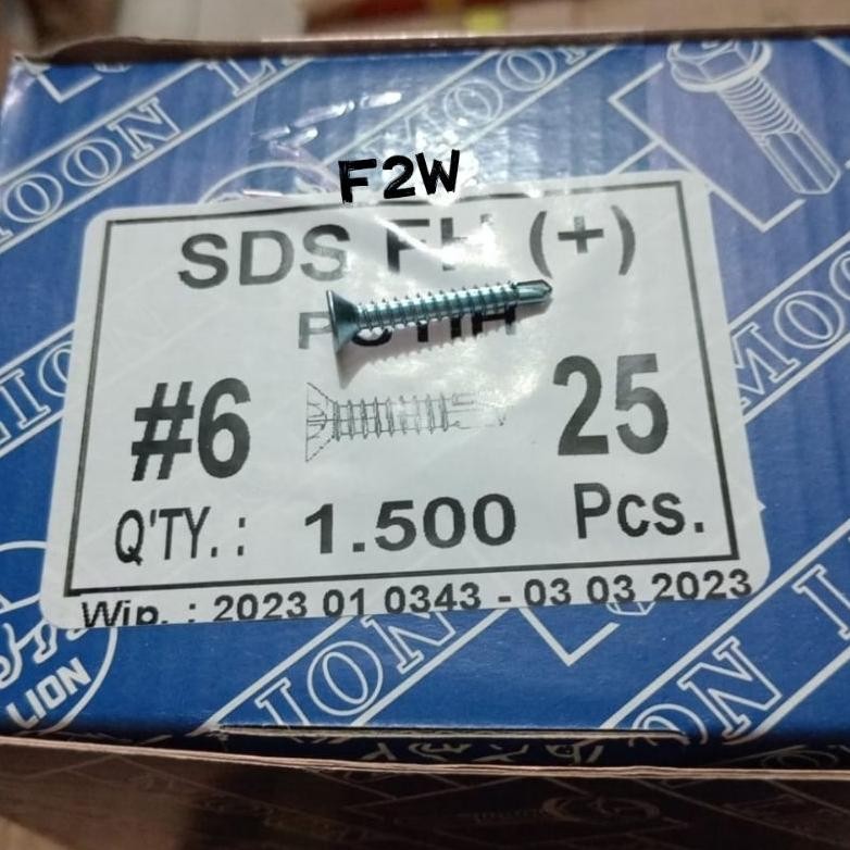 SEKRUP SDS FH (+) 6X25 MOON LION SKRUP ROOFING PUTIH SDS #6X25 murah