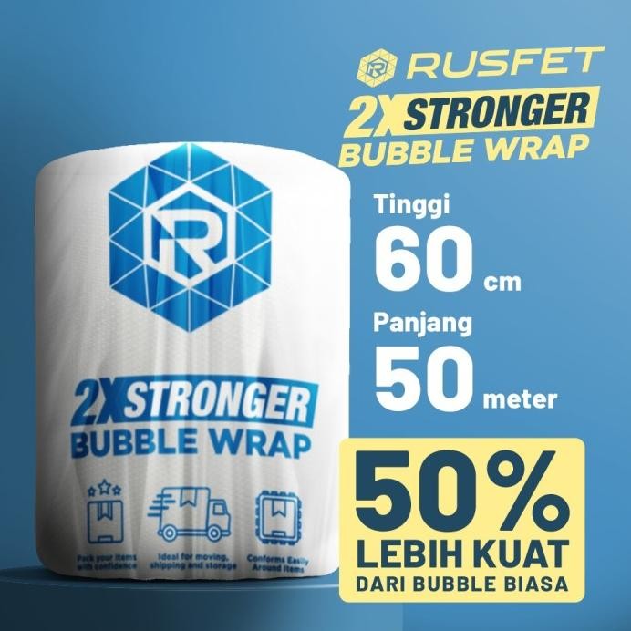 

Bubble/Babel/Buble Wrap Bening Tebal Premium 60cm x 50m Bubble Rusfet murah