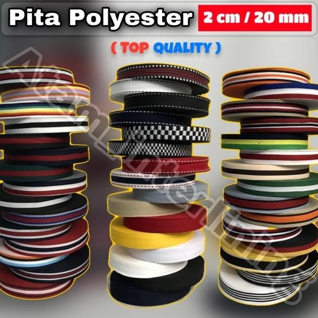 

Pita polyester 2cm / 20mm | Webbing Tape Pita Motif Bintik Polos Roll murah