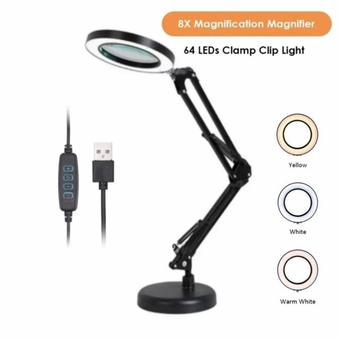 

AVPRO Desk Lamp 16cm Led Ring with 8x Magnifying Glass w Base 15cm