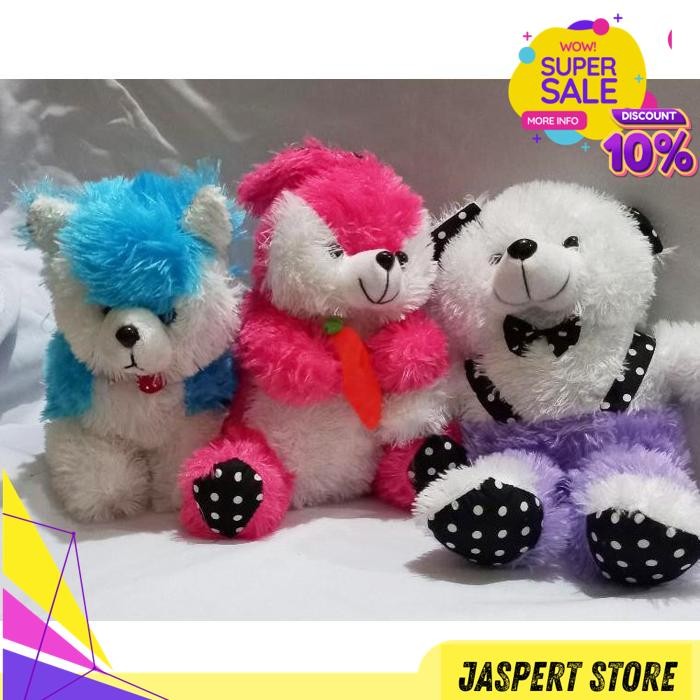 BONEKA PAKET HEMAT ISI 3PCS BONEKA KUCING BEAR DAN KELINCI, BONEKA LUCU, MAINAN ANAK, BONEKA MURAH, 