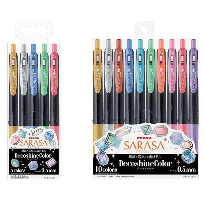 

Zebra Sarasa Clip 0.5 mm Gel Ballpoint Pen Decoshine Set of 5 10 Color