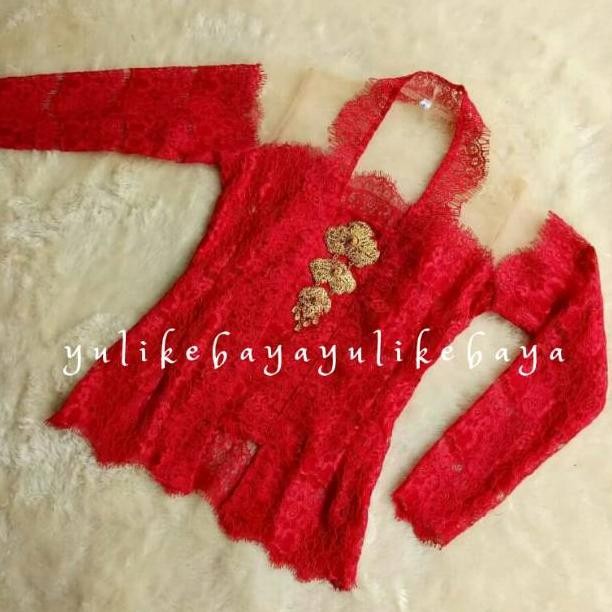 ''Terlaris" [ Free Kemben Dalaman Kebaya ] Kebaya Bali Modern Modifikasi Rangrang | Kebaya Merah Put