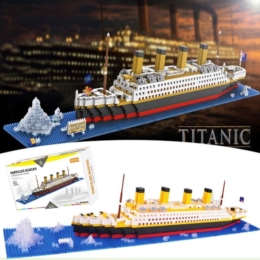 Premium 1860 Pcs Titanic Model Kapal Pesiar Diy Blok Bangunan Bata Kit Anak Anak Mainan Pendidikan H