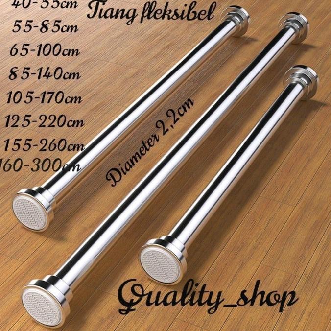 Tiang Gorden Fleksibel Besi Tiang Jemuran Baju Portable Tanpa Paku ..