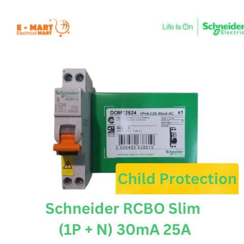 Schneider Rcbo Slim Rccb Elcb 1P 1 Phase 16A 25A 32A 30Ma Proteksi Setrum New Stok