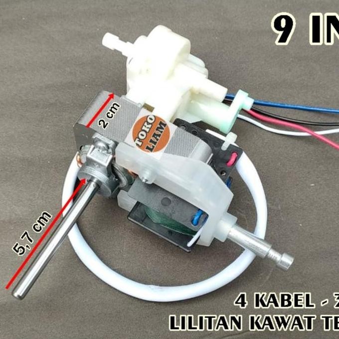 Original Dinamo Kipas Meja 9 Inch | 4 Kabel 3 Speed | Gulungan Tembaga Biru Merah