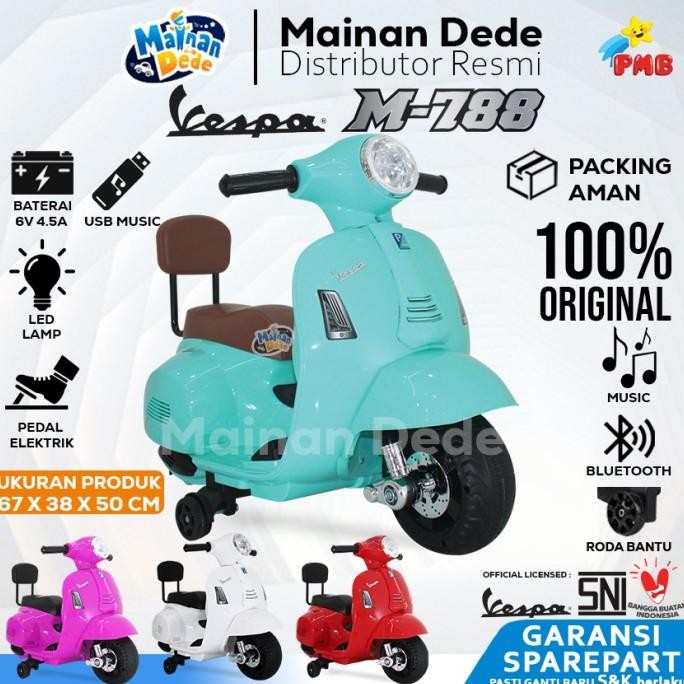 Mainan Motor Aki Anak Pmb 788 M788 M-788 / Pmb 399 Box Vespa Lisensi