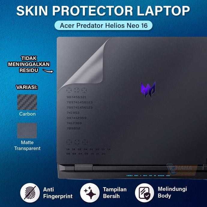 Acer Predator Helios Neo 16 Garskin Anti Gores Body Protector Skin Terbaik