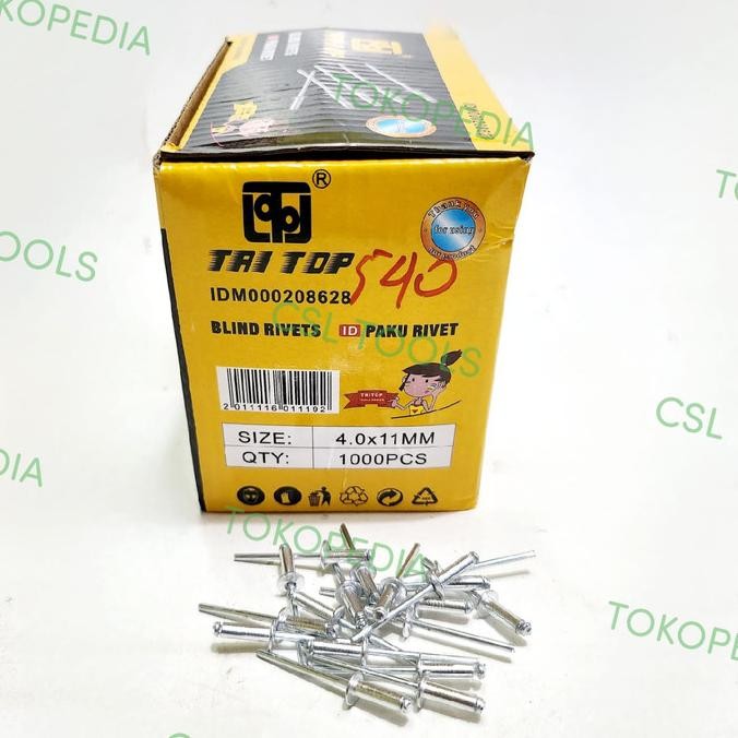 Murah TRITOP Paku Rivet 540 / Paku Rivet 4,0 x 11mm / Paku Ripet TRITOP isi 1000pcs #csl Ayo Beli