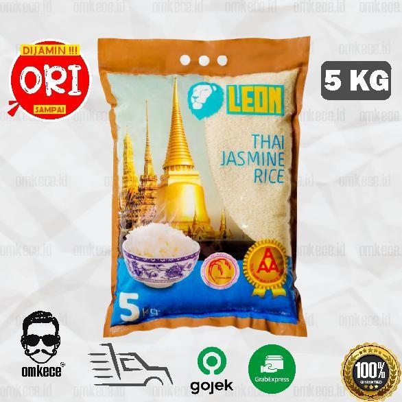 

Beras Putih Pulen LEON Wangi Jasmine Rice Thailand kemasan 5KG ORINAL