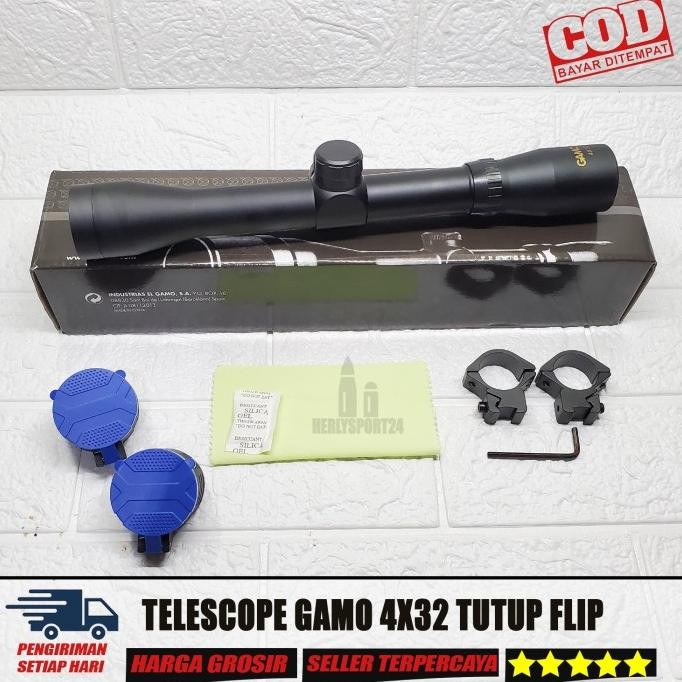 Terlaris TELESKOP GAMO 4X32 TELESCOPE GAMO 4X32 TELESKOP RINGAN GAMO MILDOT SALE