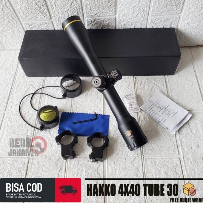 Terlaris Telescope HAKKO 4X40 Tube 30 Tahan Getar Ring Gold SALE