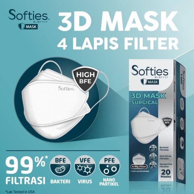 SOFTIES 3D SURGICAL MASK 4PLY ISI 20 TERMURAH