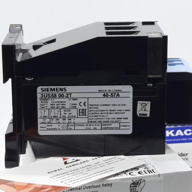 3Us5800-2T (40~57A), Overload + Socket Siemens New Stok