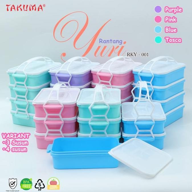 Rantang Susun Yuri - TAKUMA Plastik Warna Ungu Pink Biru Hijau untuk Lauk Kitchenware